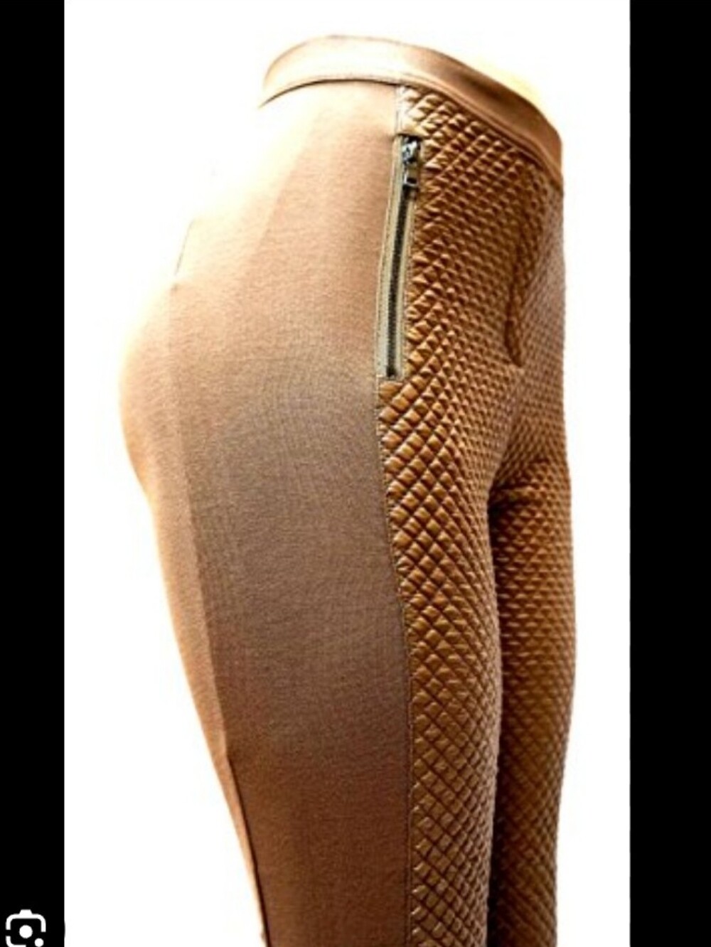 Premium Faux Leather Stretch Women's Moto Biker Pants - Brown